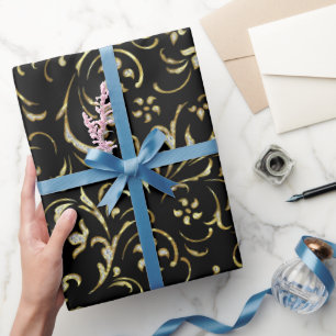 Goldflorenmuster mit Karo-Wrapping-Papier Geschenkpapier