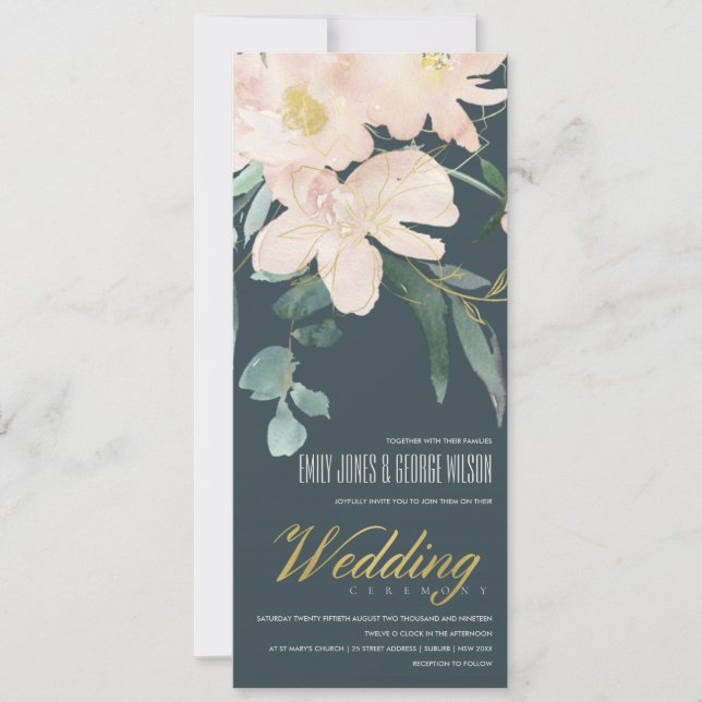 GOLDFLUSCHENBLUSH BUNCH WATERCOLOR WEDD EINLADUNG (Vorderseite)