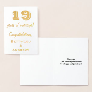 Goldfoil 19. Hochzeitstag + Individuelle Name Folienkarte