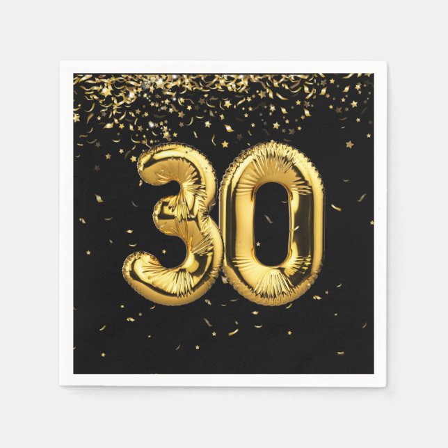Goldfoil 30 Ballons und Confetti Napkins Serviette (Vorderseite)