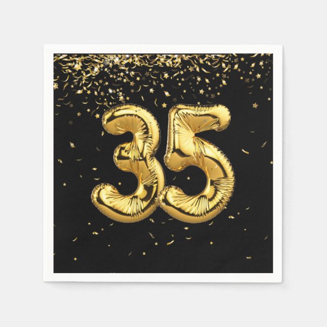 Goldfoil 35 Balloons und Confetti Napkins Serviette (Vorderseite)