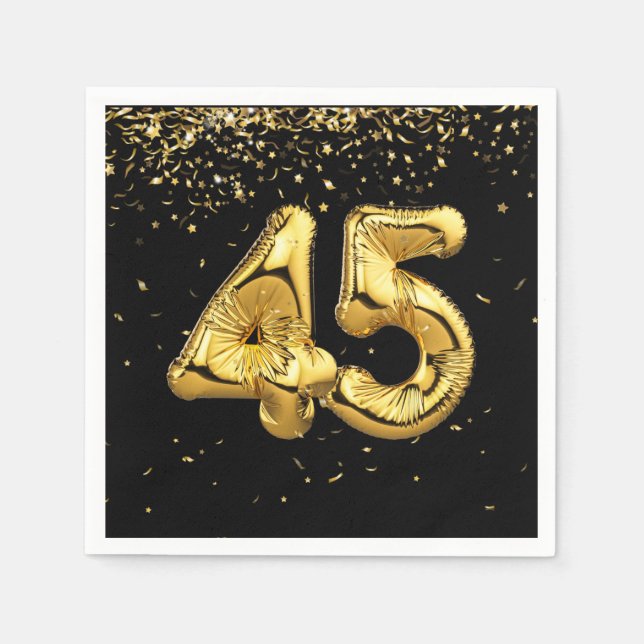 Goldfoil 45 Balloons und Confetti Napkins Serviette (Vorderseite)