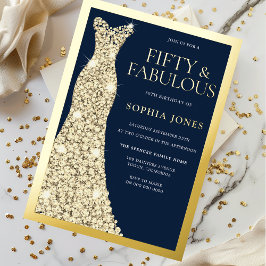 Goldfoil 50 & Fabulous 50. Geburtstagsparty Folieneinladung