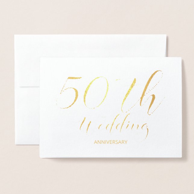 Goldfoil 50. Hochzeitstag Einladung (Vorderseite mit Umschlag)
