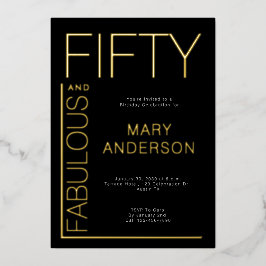 Goldfoil 50 und fabelhafte 50. Geburtstagsparty Folieneinladung
