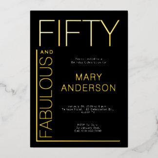 Goldfoil 50 und fabelhafte 50. Geburtstagsparty Folieneinladung