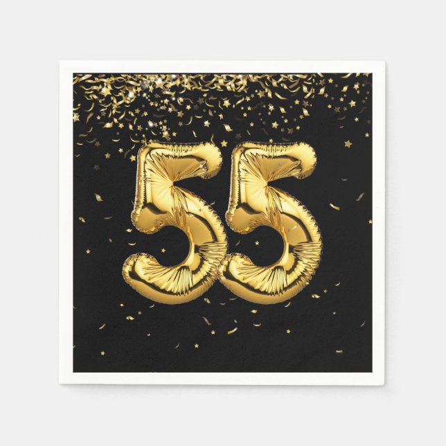 Goldfoil 55 Balloons und Confetti Napkins Serviette (Vorderseite)