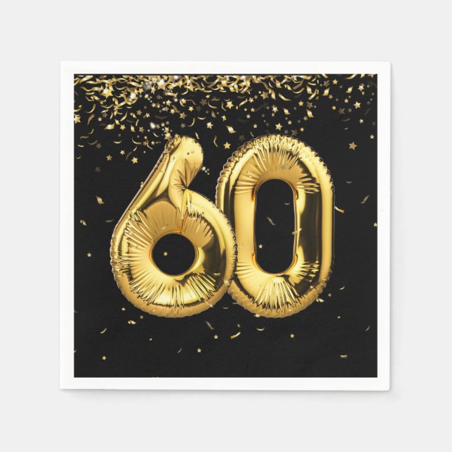 Goldfoil 60 Ballons und Confetti Napkins Serviette (Vorderseite)