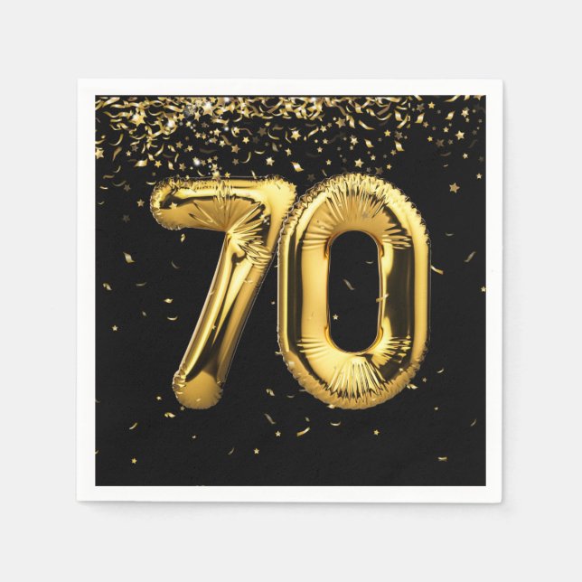 Goldfoil 70 Ballons und Confetti Serviette (Vorderseite)