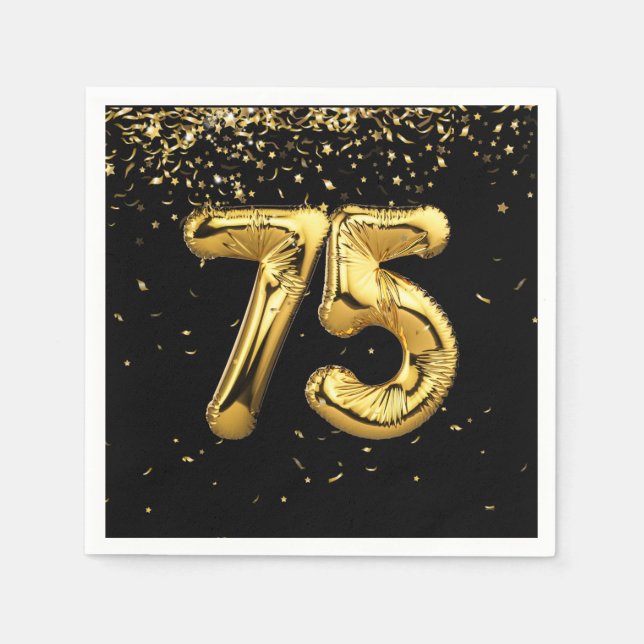 Goldfoil 75 Balloons und Confetti Napkins Serviette (Vorderseite)