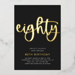 Goldfoil 80. Geburtstagsfeier | 80 Folieneinladung<br><div class="desc">Gold Foil 80. Geburtstag Einladung. Bereit,  von dir personalisiert zu sein!</div>