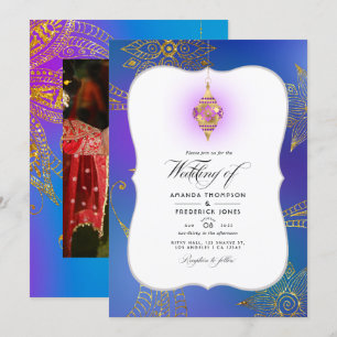 Goldfoil Arabian Bollywood Wedding Foto Invitati Einladung