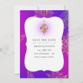 Goldfoil-Arabische Bollywood-Hochzeit Save The Date