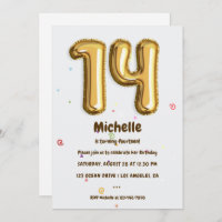 Goldfoil Ballon und Confetti 14. Geburtstagsparty
