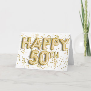 Goldfoil Balloons glücklich 50. Geburtstag Karte
