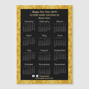 Goldfoil Beauty Salon Mini Kalender 2019 Magnetkarte