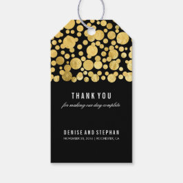 Goldfoil Confetti Black Wedding Geschenkanhänger