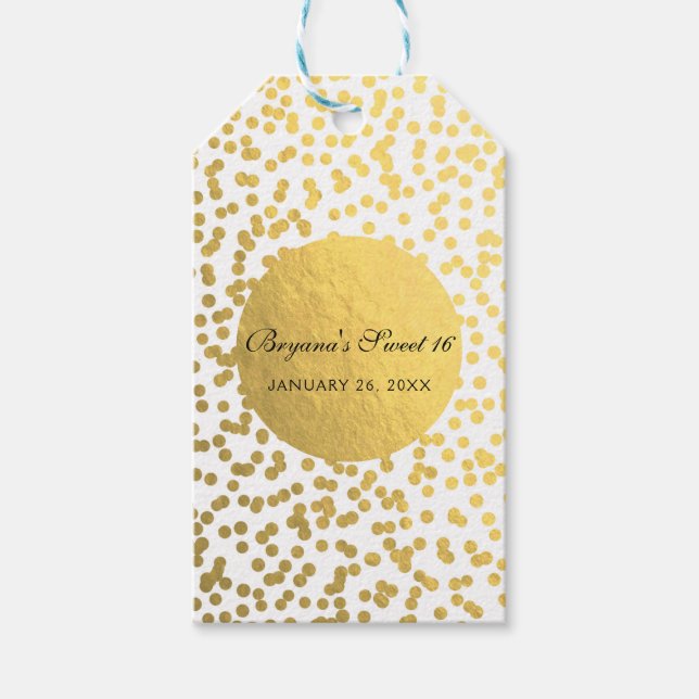 Goldfoil Confetti Dots Glam Moderne Gastgeschenk H Geschenkanhänger (Vorderseite)