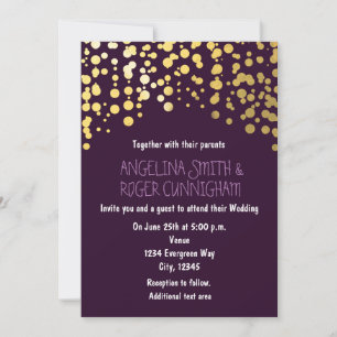 Goldfoil Confetti Lila Hochzeitseinladung Einladung