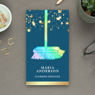 Goldfoil Confetti Rainbow Broom-Reinigung Visitenkarte