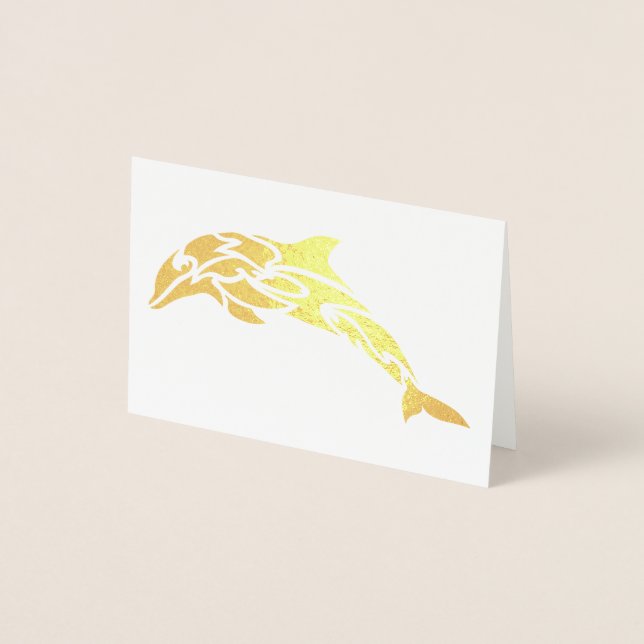 Goldfoil Dolphin Notecard Folienkarte (Vorderseite)