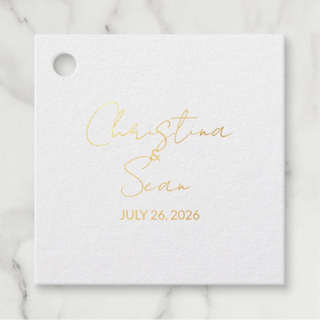 Goldfoil Dolphin Wedding Couple Geschenkanhänger (Vorderseite)