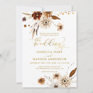 Goldfoil Fall Boho Terracotta Neutrale Hochzeit Einladung