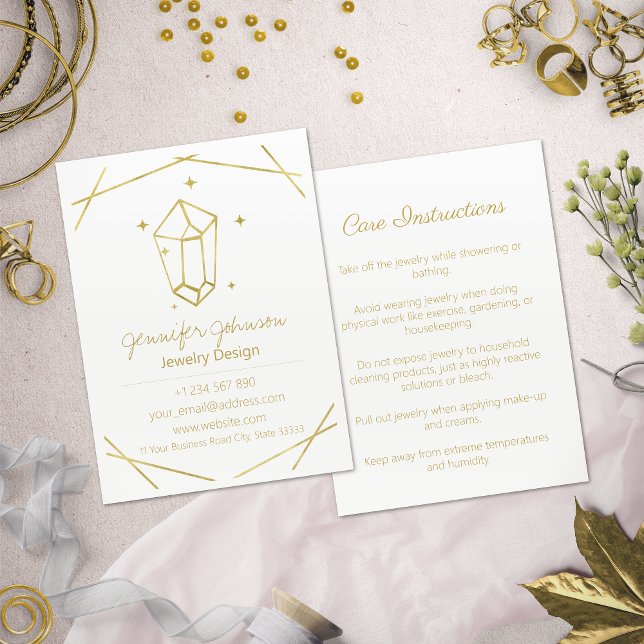 Goldfoil Geometric Juwelenpflege Business Card Visitenkarte (Von Creator hochgeladen)