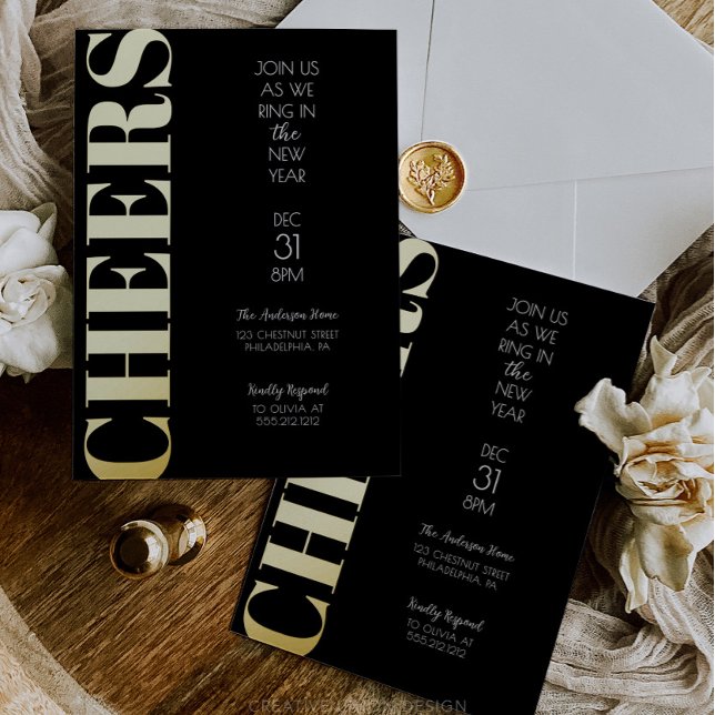 Goldfoil jubelt Silvester-Party Einladung (New Year's Eve Party Invite)