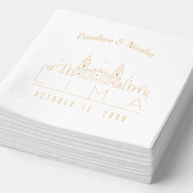 Goldfoil Personalisiert Lima Wedding Napkins Servietten Mit Folie (Ausschnitt)