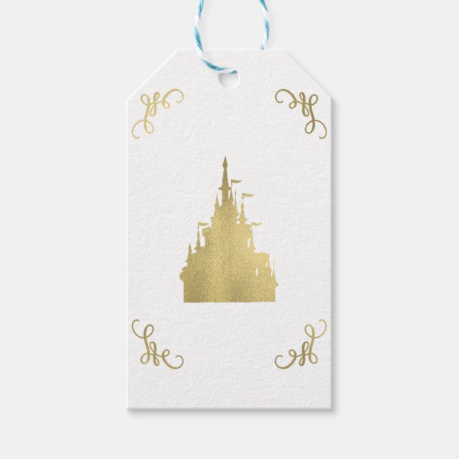 Goldfoil Princess Burg Storybook Hochzeit Geschenkanhänger (Vorderseite)