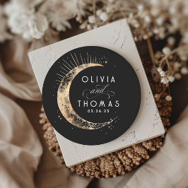 Goldfoil-Stars Mystische Himmelshochzeit Runder Aufkleber