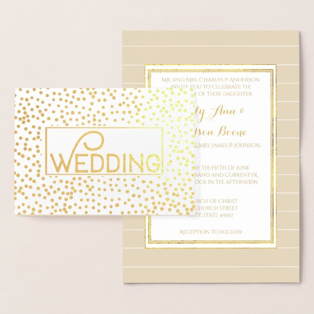 Goldfoil Typografie Confetti Hochzeitseinladungen Folienkarte (Anzeige)