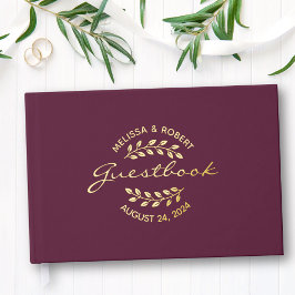 Goldfoildrama bei Burgundy-Hochzeit Gästebuch