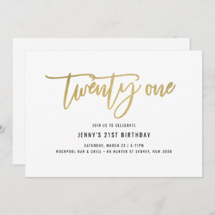 Goldfoileffekt 21. Geburtstagseinladung Einladung
