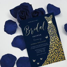 Goldfoilherzen mit Navy-Brautparty Folieneinladung