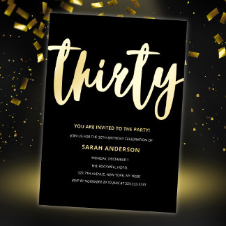Goldfolie 30. Geburtstag Party Folieneinladung