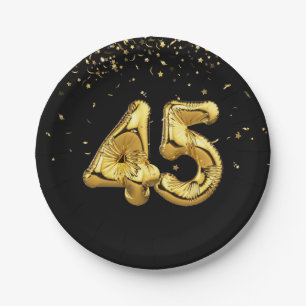 Goldfolie 45 Balloons und Konfetti Papierplatte Pappteller