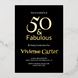 Goldfolie 50 und fantastische 50. Geburtstagsfeier Folieneinladung
