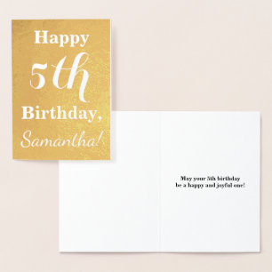 Goldfolie 5. Geburtstag + Individuelle Name Folienkarte