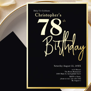 Goldfolie 78. Geburtstagseinladung Modern Elegant Folieneinladung