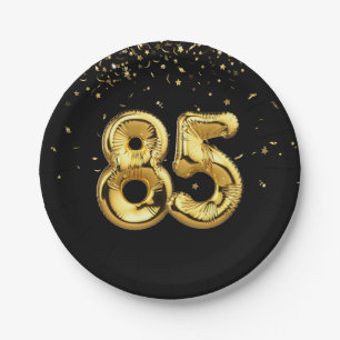 Goldfolie 85 Balloons und Konfetti Papierplatte Pappteller