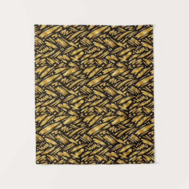 Goldfolie abstraktes Muster Wandteppich (Vorderseite)