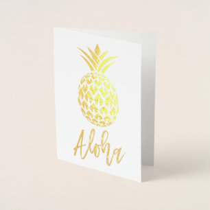 Goldfolie Aloha Karte mit Ananas Muster