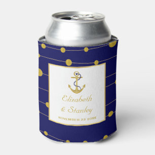 Goldfolie Anker Moderne Marine Blaue Hochzeit Dosenkühler