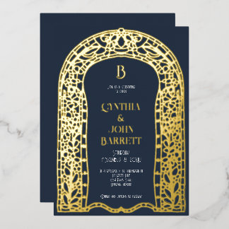 Goldfolie Art Deco Inspiriert Hochzeitseinladung Folieneinladung