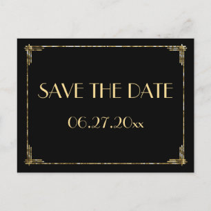Goldfolie Art Deco Save The Date Postkarten