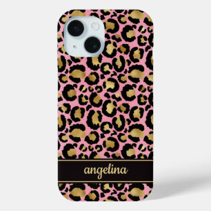 Goldfolie auf rosa Leopardenprint-Monogramm Case-Mate iPhone Hülle