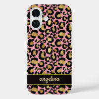 Goldfolie auf rosa Leopardenprint monogrammiert