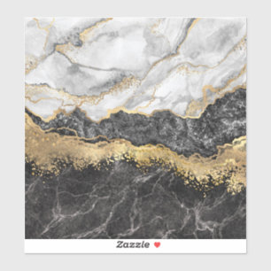 Goldfolie aus schwarzem und weißem Marmor Aufkleber